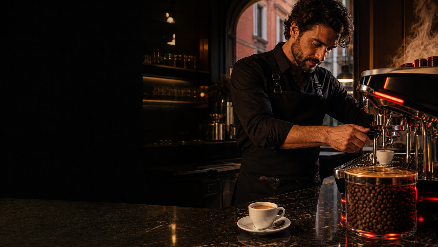 Barista professionista in un locale moderno